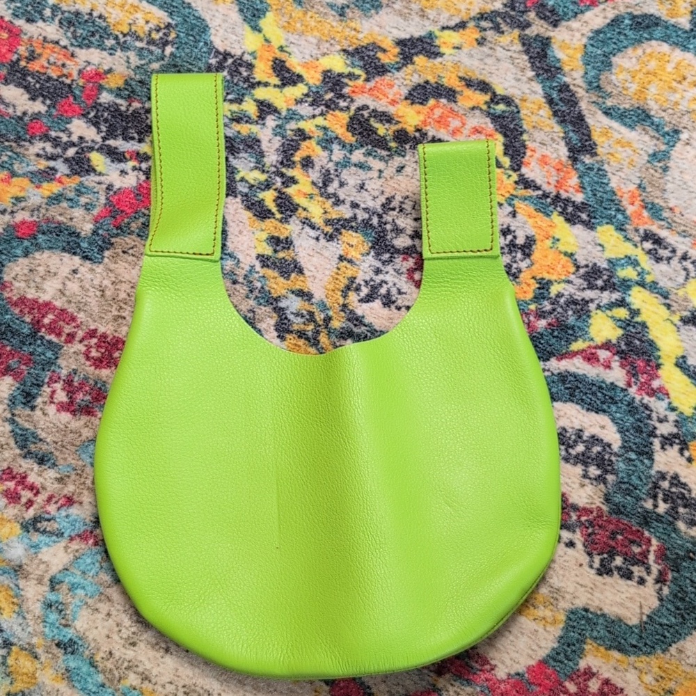 Small Italian green leather mini wrist bag NWT